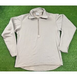 KCARC Shirt Mens Medium Beige Mid Weight Cold Weather 1/4 Zip Thermal Base Layer